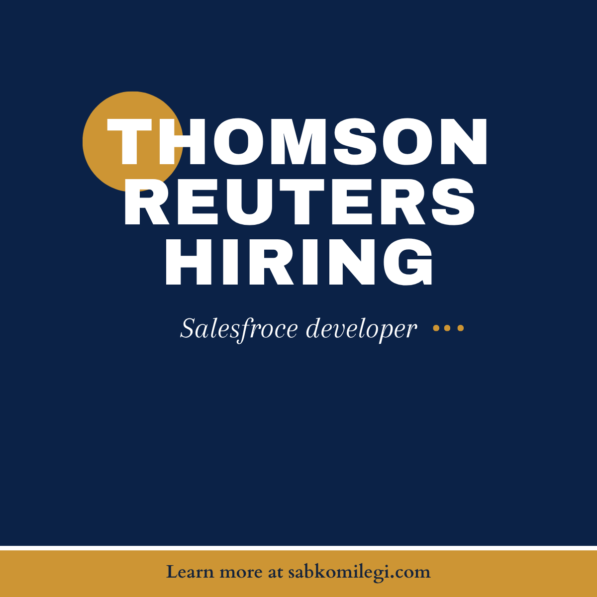 Thomson Reuters is hiring salesforce developer